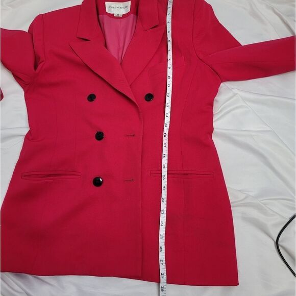 VINTAGE 90s blazer magenta pink barbiecore wool‎ double breasted M - Picture 11 of 12